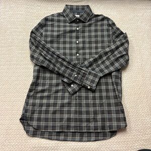 Joseph Abboud Dress Shirt Mens Large Gray Plaid Non Iron Button Up